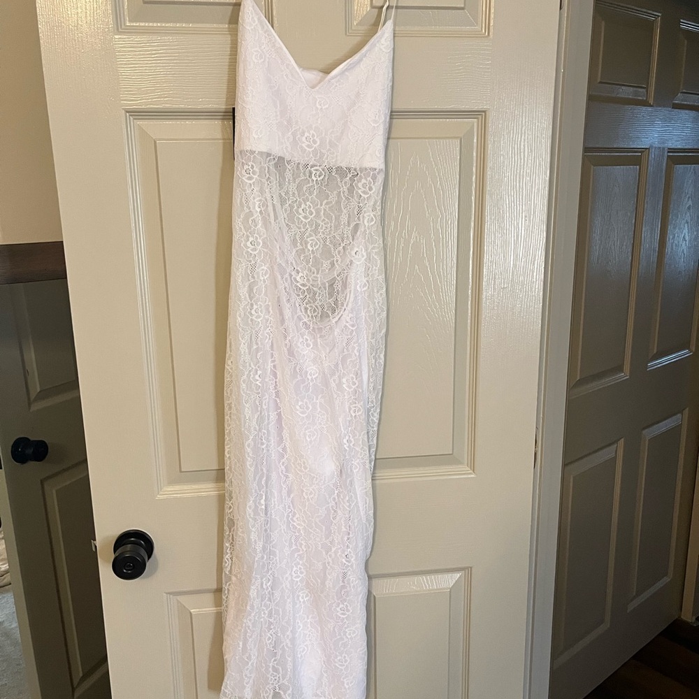 Revolve White Lace Midi Dress